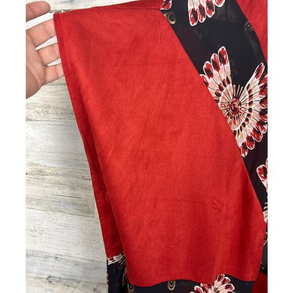 Chico's women's s/m Paprika Faux Suede black Chiffon Open front Ruana Kimono - Picture 7 of 8